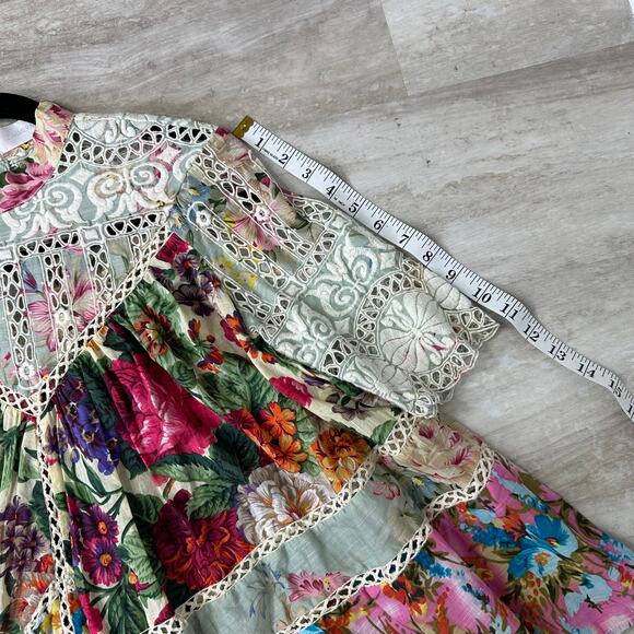 Zimmermann Floral Sundance panelled eyelet smock Blouse size 1 /US 6 - Picture 10 of 11